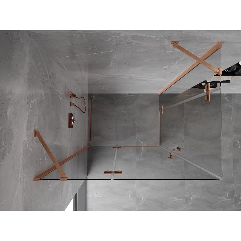 Mexen Mist-H Duo left swing shower enclosure 110 x 85 cm, transparent, brushed copper - 8A5-110L-085P-65-00