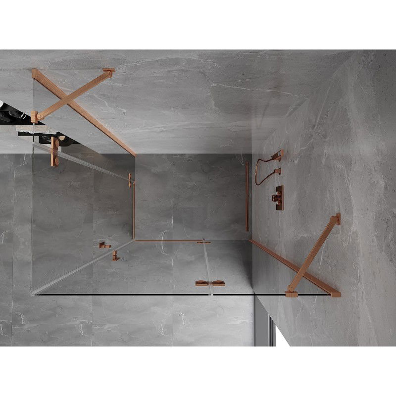 Mexen Mist-H Duo right hinged shower enclosure 90 x 100 cm, transparent, brushed copper - 8A5-090L-100P-65-00