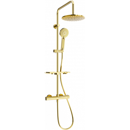 Mexen KT40 surface-mounted shower set with a rainmaker and thermostatic mixer tap, Gold - 771504093-50