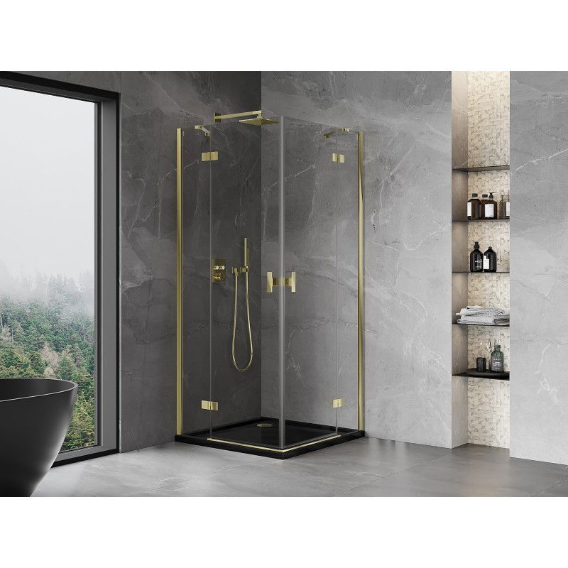 Mexen Mist-H Duo Hinged Shower Cabin 90 x 90 cm, Transparent, Gold - 8A5-090L-090P-50-00