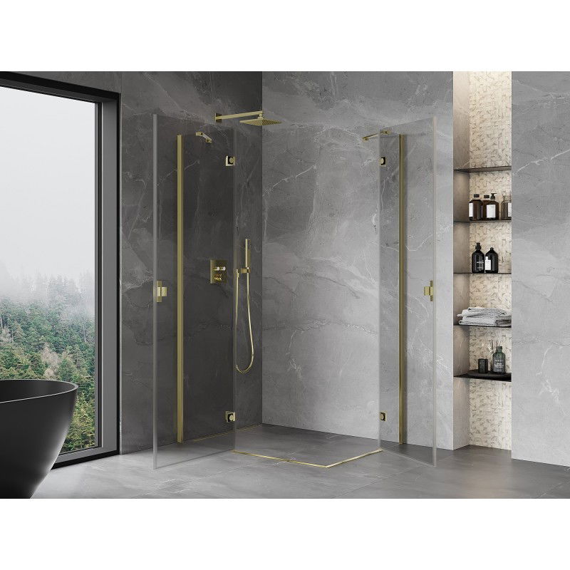Mexen Mist-H Duo left hinged shower cabin 90 x 75 cm, transparent, gold - 8A5-090L-075P-50-00