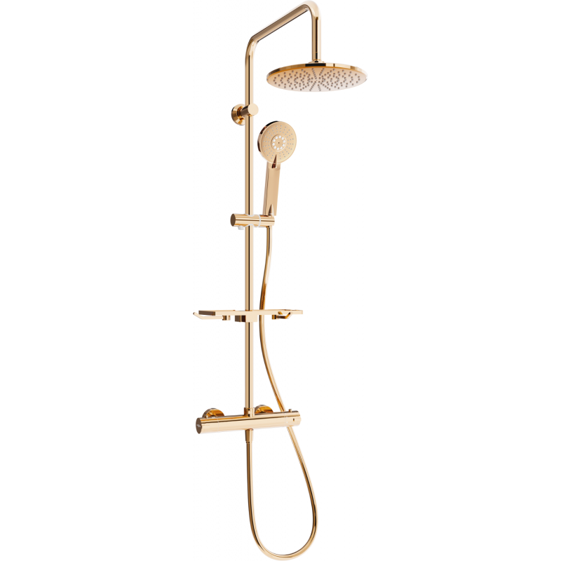 Mexen KT40 exposed shower set with showerhead and thermostatic faucet, rose gold - 771504093-60