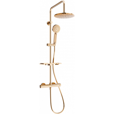 Mexen KT40 surface-mounted shower set with a rainmaker and thermostatic mixer tap, Rose gold - 771504093-60