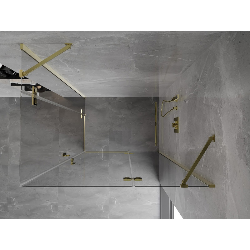 Mexen Mist-H Duo Hinged Shower Enclosure Right 70 x 80 cm, Transparent, Gold - 8A5-080L-070P-50-00 - 8A5-070L-080P-50-00