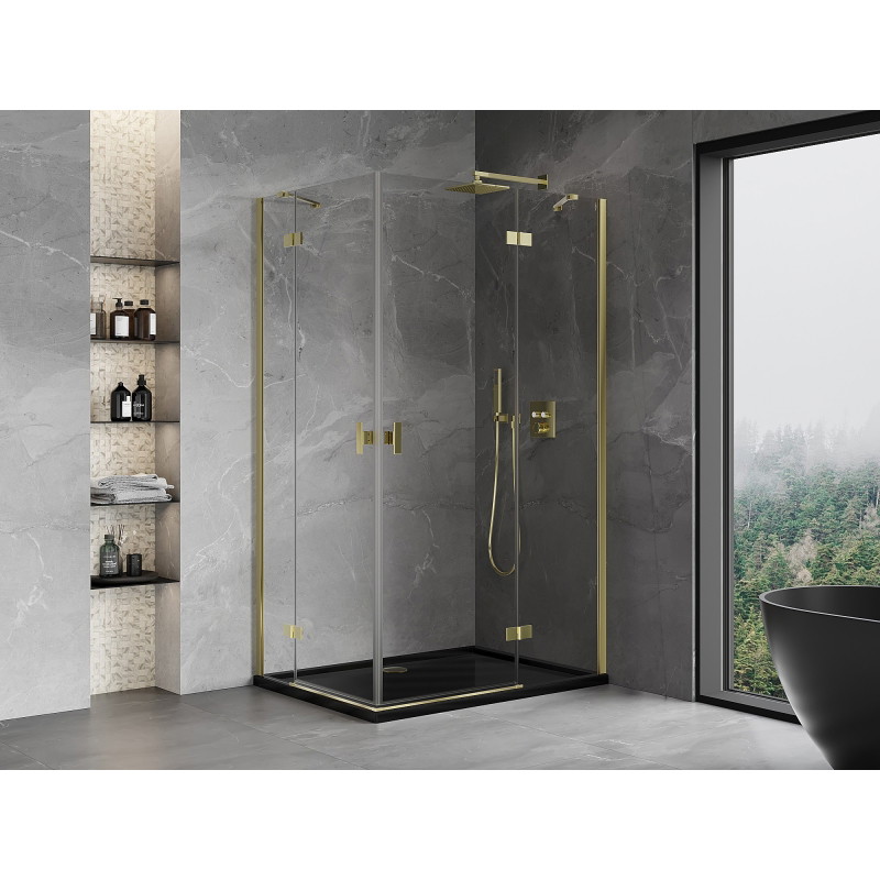 Mexen Mist-H Duo Hinged Shower Enclosure Right 70 x 80 cm, Transparent, Gold - 8A5-080L-070P-50-00 - 8A5-070L-080P-50-00