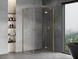Mexen Mist-H Duo Hinged Shower Enclosure Right 70 x 80 cm, Transparent, Gold - 8A5-080L-070P-50-00 - 8A5-070L-080P-50-00
