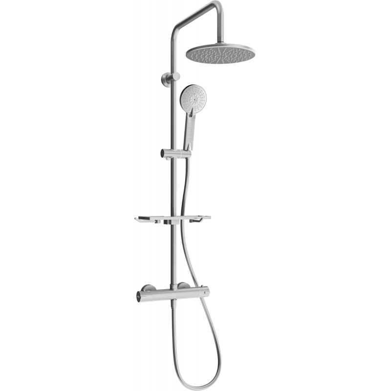 Mexen KT40 exposed shower set with rain showerhead and thermostatic mixer, graphite - 771504093-66