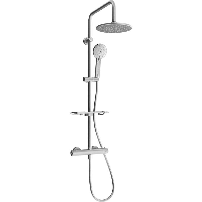 Mexen KT40 surface-mounted shower set with rain shower and thermostatic faucet, brushed gun gray - 771504093-66