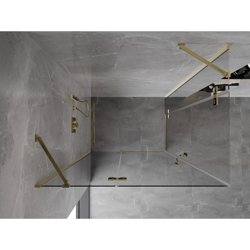 Mexen Mist-H Duo shower enclosure hinged left 110 x 105 cm, transparent, gold - 8A5-1105L-105P-50-00 - 8A5-110L-105P-50-00