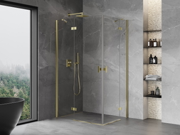 Mexen Mist-H Duo shower enclosure hinged left 110 x 105 cm, transparent, gold - 8A5-1105L-105P-50-00 - 8A5-110L-105P-50-00
