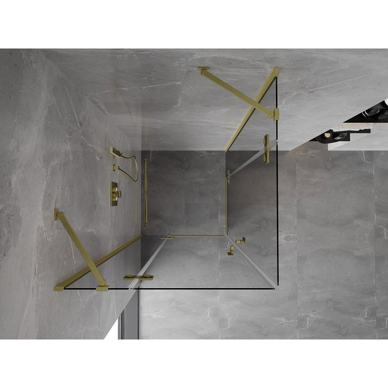 Mexen Mist-H Duo Hinged Shower Cabin 95 x 95 cm, Transparent, Brushed Gold - 8A5-095L-095P-55-00