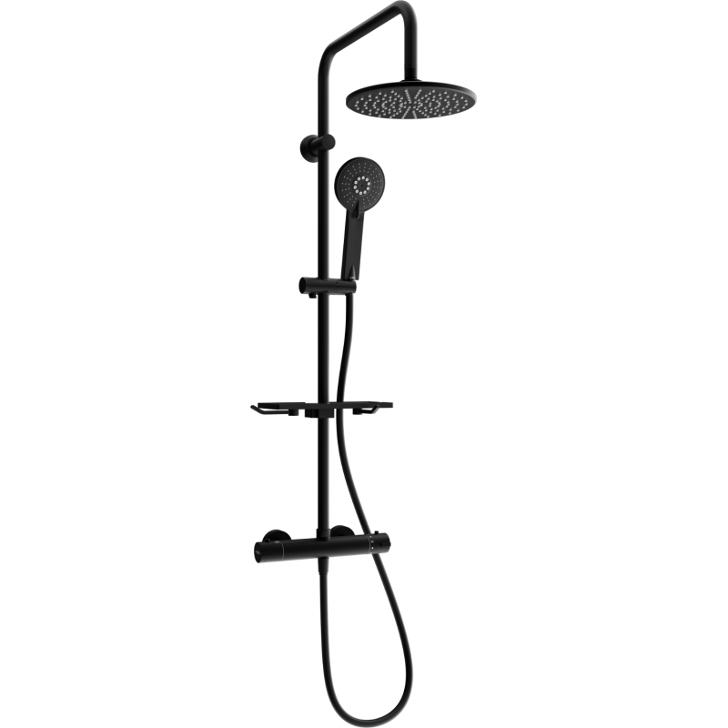 Mexen KT40 surface-mounted shower set with rain shower and thermostatic mixer, black - 771504093-70