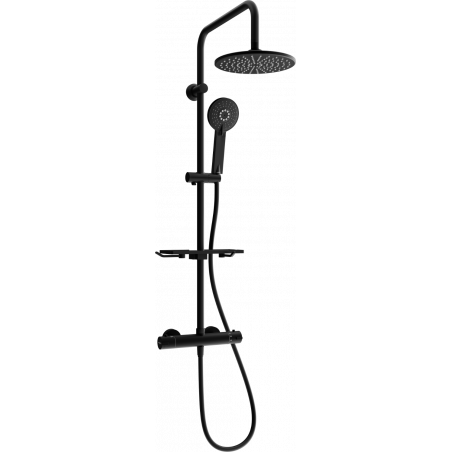 Mexen KT40 surface-mounted shower set with a rainmaker and thermostatic mixer tap, Black - 771504093-70