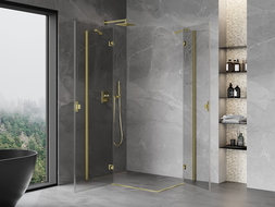 Mexen Mist-H Duo pivot shower enclosure left 105 x 75 cm, transparent, brushed gold - 8A5-105L-075P-55-00