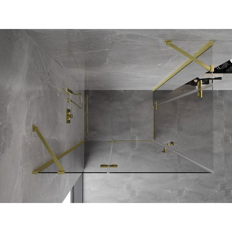 Mexen Mist-H Duo Left Swing Shower Enclosure 110 x 90 cm, Transparent, Brushed Gold - 8A5-110L-090P-55-00
