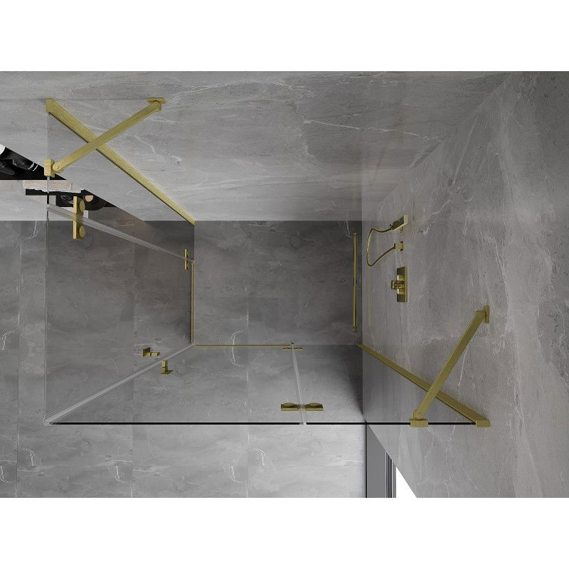 Mexen Mist-H Duo right hinged shower cabin 95 x 115 cm, transparent, brushed gold - 8A5-095L-115P-55-00