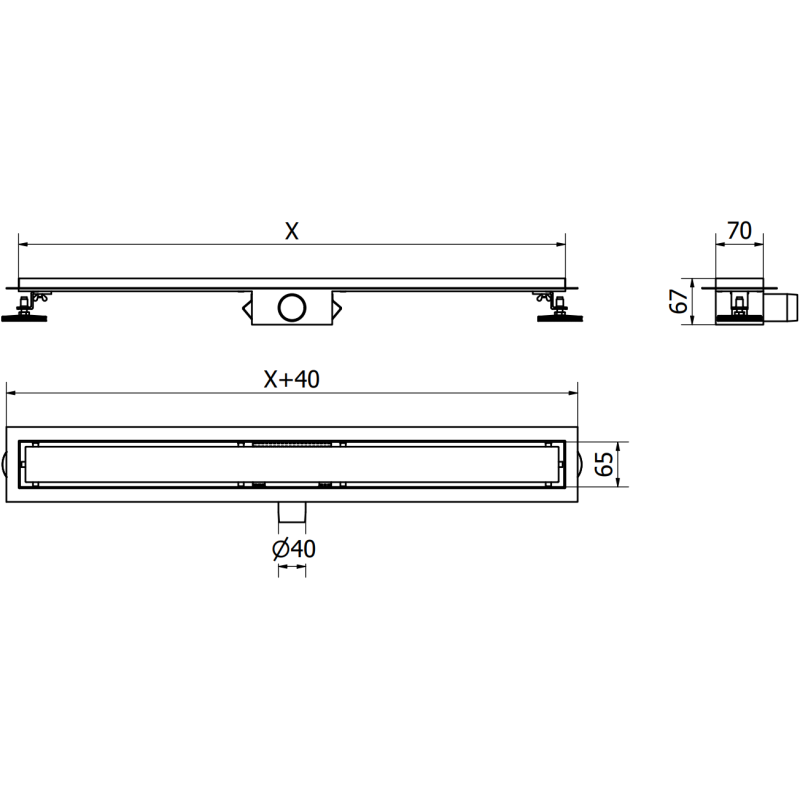 Mexen Flat M13 linear drain 2in1 130 cm, gold - 1510130