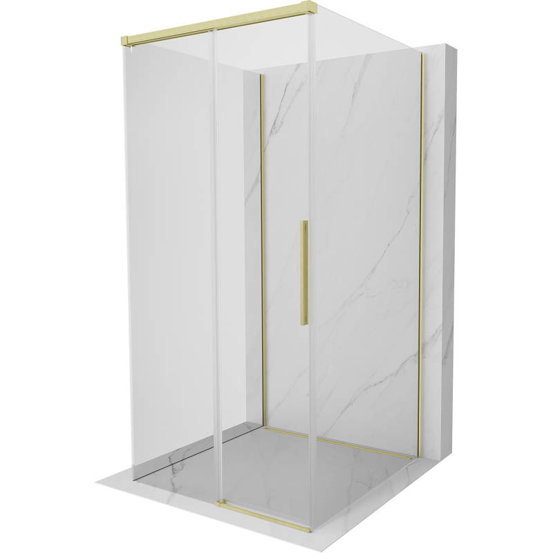 Mexen Rox-3S 3-sided Sliding Shower Enclosure 100 x 100 cm, Transparent, Brushed Gold - 8C2-100-100-55-00-3S