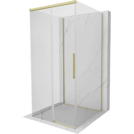 Mexen Rox-3S 3-sided Sliding Shower Enclosure 100 x 100 cm, Transparent, Brushed Gold - 8C2-100-100-55-00-3S