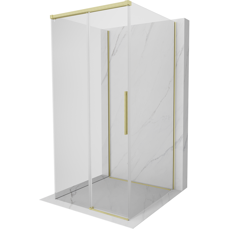 Mexen Rox-3S 3-sided sliding shower enclosure 110 x 110 cm, transparent, brushed gold - 8C2-110-110-55-00-3S