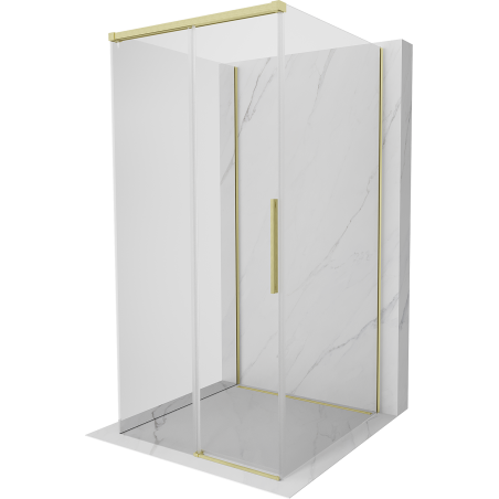 Mexen Rox-3S 3-sided sliding shower enclosure 110 x 110 cm, transparent, brushed gold - 8C2-110-110-55-00-3S