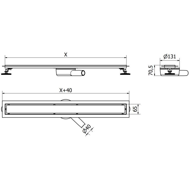 Mexen Flat 360° M01 50 cm rotating linear drain, black - 1720050-40