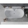 Mexen Oval Slim 170 x 80 cm Free-standing Back-to-wall Bath, White, Chrome Overflow - 52661708000-01