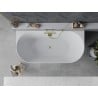 Mexen Oval Slim freestanding back-to-wall bathtub 170 x 80 cm, white, brushed gold overflow - 52661708000-55