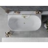 Mexen Oval Slim freestanding back-to-wall bath 170 x 80 cm, white, gold overflow - 52661708000-50