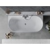 Mexen Oval Slim freestanding back-to-wall bath 170 x 80 cm, white, brushed gun gray overflow - 52661708000-66