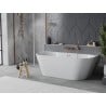 Mexen Oval Slim freestanding back-to-wall bathtub 170 x 80 cm, white, brushed copper overflow - 52661708000-65