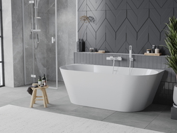 Mexen Oval Slim freestanding wall-mounted bathtub 170 x 80 cm, white, white overflow - 52661708000-20