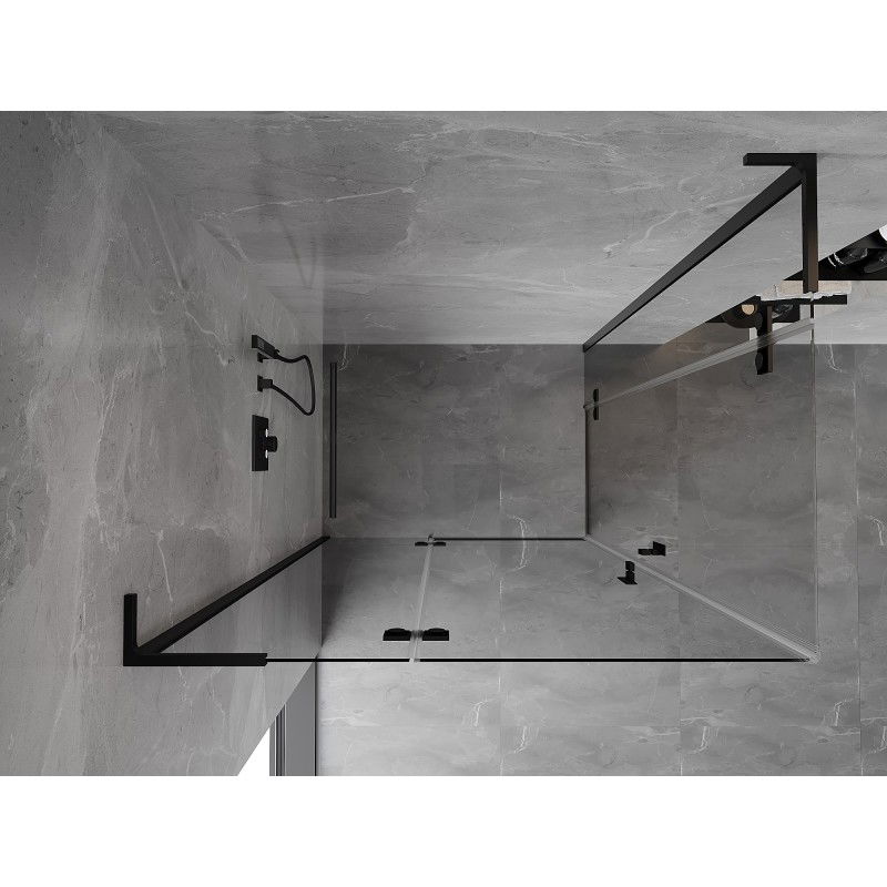 Mexen Mist-H L Duo left hinged shower enclosure 105 x 70 cm, transparent, black - 8A5L-105L-070P-70-00