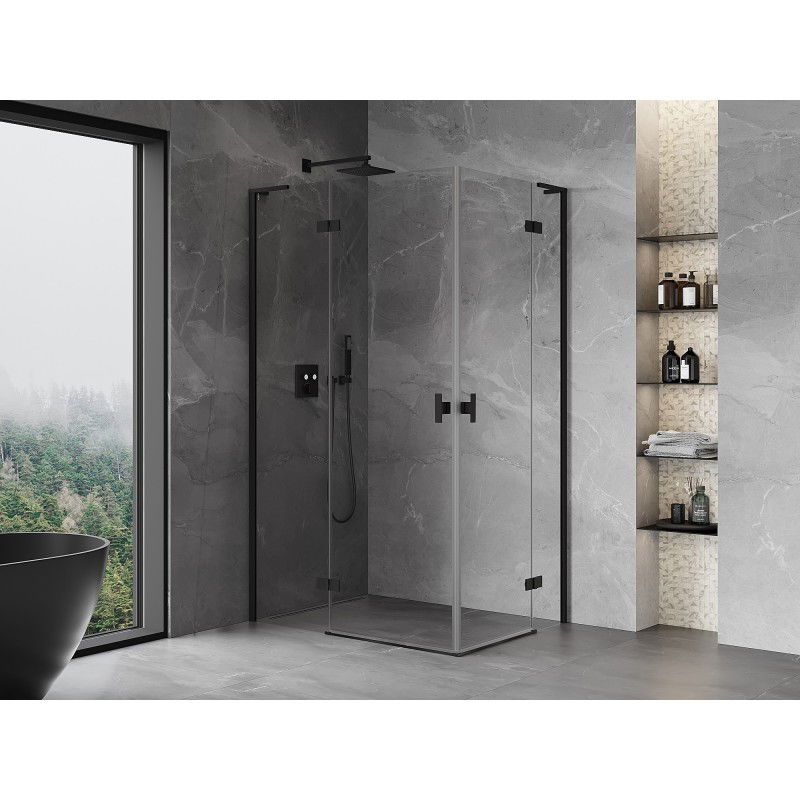 Mexen Mist-H L Duo Shower Cabin Hinged Left 90 x 85 cm, Transparent, Black - 8A5L-090L-085P-70-00