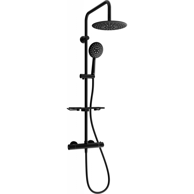 Mexen KT67 surface-mounted shower set with a rainmaker and thermostatic mixer tap, Black - 771506793-70