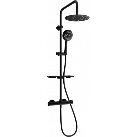 Mexen KT67 surface-mounted shower set with a rainmaker and thermostatic mixer tap, Black - 771506793-70