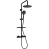 Mexen KT67 exposed shower set with rain shower and thermostatic mixer, black - 771506793-70