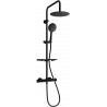 Mexen KT67 surface-mounted shower set with a rainmaker and thermostatic mixer tap, Black - 771506793-70