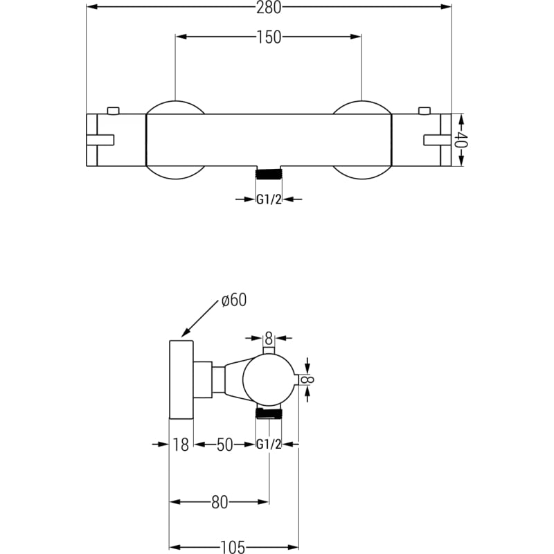 Mexen Kai thermostatic shower faucet, brushed gun gray - 77100-66