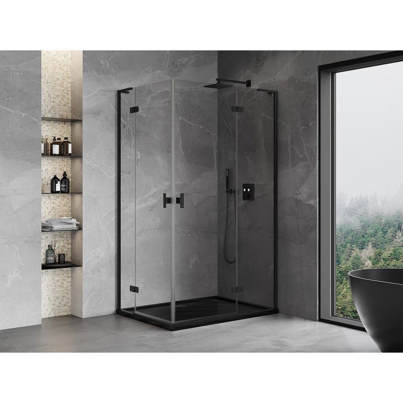 Mexen Mist-H L Duo right hinged shower cabin 85 x 110 cm, transparent, black - 8A5L-085L-110P-70-00