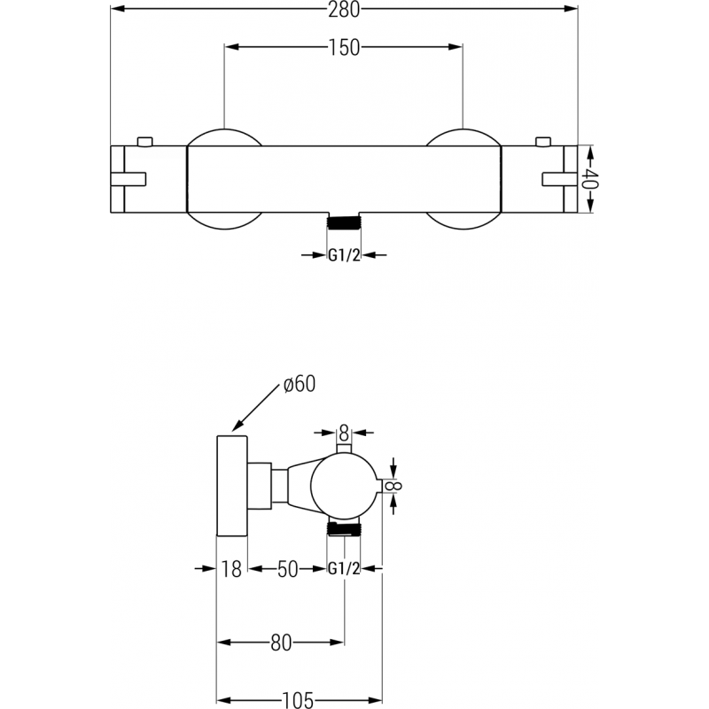 Mexen Kai thermostatic shower faucet, black - 77100-70