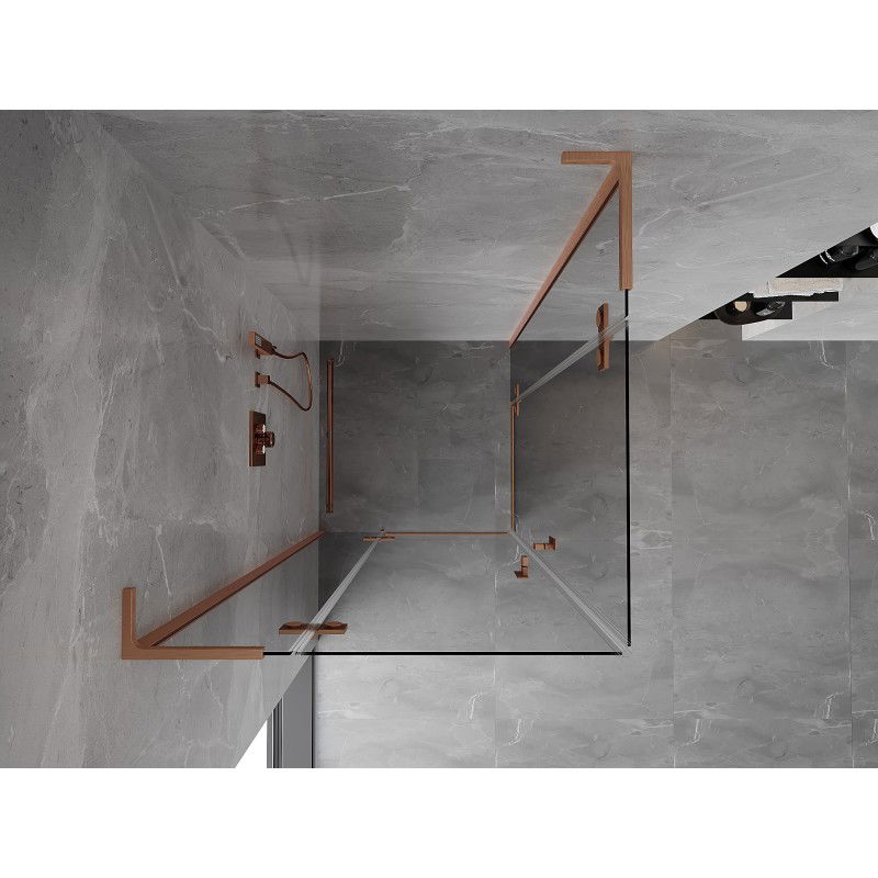 Mexen Mist-H L Duo Pivot Shower Enclosure 90 x 90 cm, Transparent, Brushed Copper - 8A5L-090L-090P-65-00