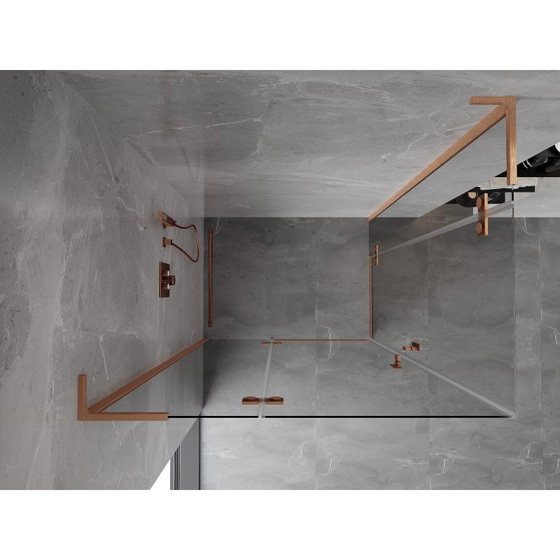 Mexen Mist-H L Duo left-hand hinged shower enclosure 95 x 70 cm, transparent, brushed copper - 8A5L-095L-070P-65-00