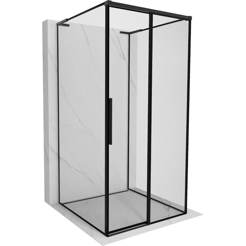 Mexen Rox-3S L 3-sided right sliding shower enclosure 95 x 95 cm, black frame, black - 8C2L-095-095-70-70-3S-P
