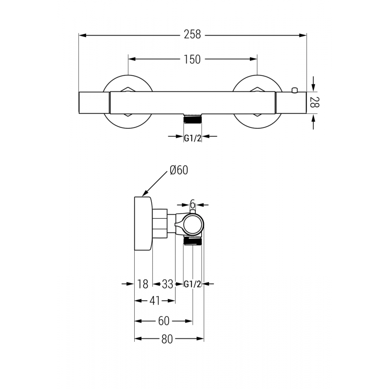 Mexen Slim thermostatic shower faucet, chrome - 77105-00