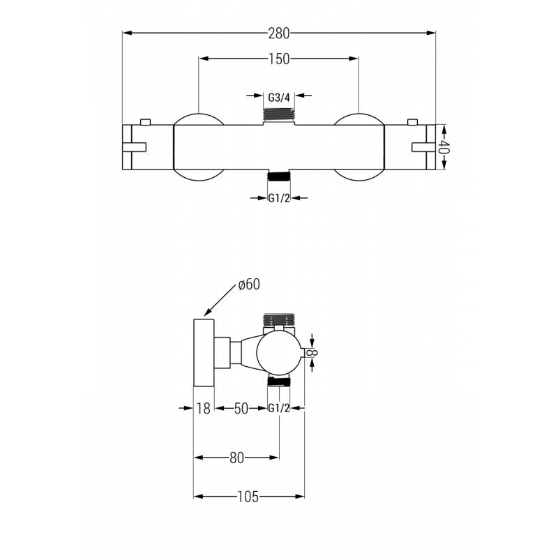 Mexen Kai thermostatic shower faucet, white - 77150-20