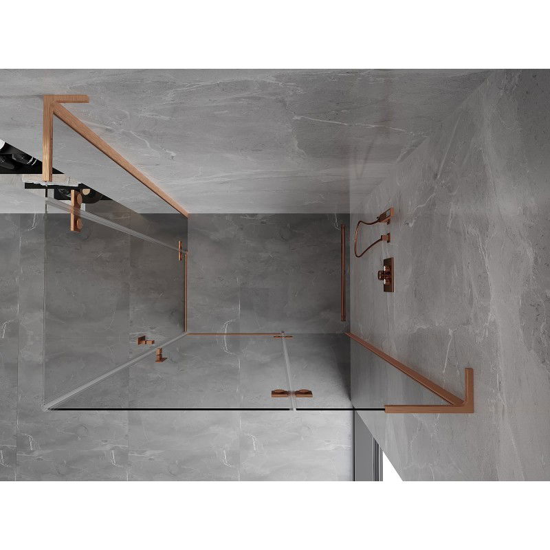 Mexen Mist-H L Duo shower enclosure right-hinged 80 x 95 cm, transparent, brushed copper - 8A5L-080L-095P-65-00