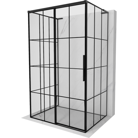 Mexen Rox-3S L 3-wall sliding shower cabin left 140 x 80 cm, black grid, black - 8C2L-140-080-70-77-3S-L