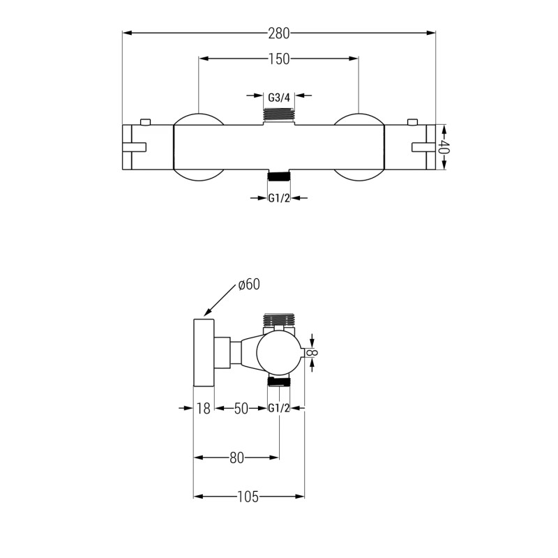 Mexen Kai thermostatic shower faucet, brushed gun gray - 77150-66