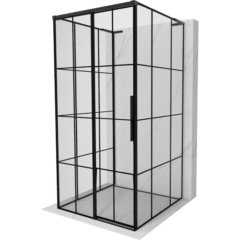 Mexen Rox-3S L 3-wall Sliding Shower Cabin Left 90 x 90 cm, Black Grid, Black - 8C2L-090-090-70-77-3S-L
